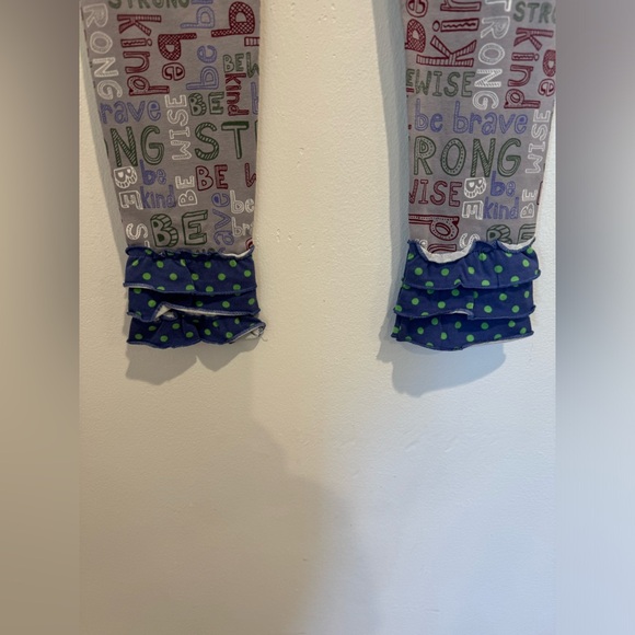 NEW NWT Matilda Jane Girls Gray Wise Words Ruffle Scribble Leggings Pants Size 8 - Picture 6 of 10